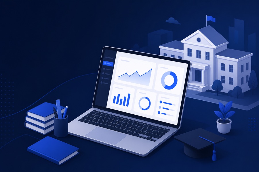 Classvala school management software preview Classvala school ERP software India hero dashboard on laptop for principals